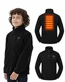 HEWINZE Beheizte Jungenjacke, Fleecejacke für Jungen, elektrisch beheizte Wärmejacke mit 5-V-Akku., 2023 Jungen Schwarz, Mittel