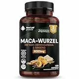 Maca Kapseln Hochdosiert 6000mg - 180 Vegane Kapseln mit Maca Wurzel Extrakt, Ashwagandha KSM-66, Panax Ginseng & Schwarzem Pfeffer - 3 Monatsvorrat - Hergestellt in Großbritannien von New Leaf