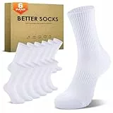TUUHAW Socken Herren Damen 6 Paar Sportsocken Atmungaktive tennissocken,Weiß 43-46