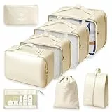 CNMTCCO Koffer Organizer Set, 8 Teilige Packing Cubes, Packwürfel für Urlaub und Reisen, Reise Organizer Set, Packtaschen für Koffer Suitcase (Beige)