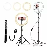 ATUMTEK 12' Selfie-Ringlicht mit 63' Ausziehbarem Stativ, Selfie-Licht mit Handyhalter und Bluetooth-Fernbedienung, Dimmbares LED-Ringlicht für Streaming, TikTok, Zoom, Vlogging, YouTube usw.