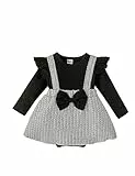 Haokaini Baby Mädchen Kleidung Neugeborene Strampler Kleid Lange Rüschen Ärmel Outfits Floral Strapse Rock Overall Kleinkind Jumpsuit Set