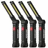 Coquimbo LED Arbeitsleuchte Werkstattlampe, Taschenlampe LED Aufladbar Werkstatt Handlampe mit Magnet und Haken für Auto Reparatur Camping Notfall, Geschenke für Männer (4 Stück, Schwarz)