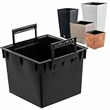 Austauschbarer quadratischer Plantztopf-Einsatz mit Griffen 28,5x28,5 cm schwarz 22 L für Prosperplast H 61 cm Töpfe -erleichtert die Kontrolle des Wassergehalts im Topf