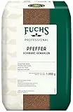 Fuchs Professional - Pfeffer schwarz gemahlen | Schonend vermahlen, ideal zum Abschmecken von Gerichten | Profi-Qualität für Großverbraucher und Gastronomie | 1 kg im recyclebaren Beutel