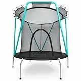 HyperMotion Kindertrampolin mit Sicherheitsnetz, Gartentrampolin für 3-8 Jahre - Verzinkter Stahlrahmen, Reißverschluss-Eingang, Indoor & Outdoor, max. 25kg - Mintgrün
