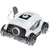 WYBOT WY1103 Poolroboter, Poolsauger Kabellos mit Akku, 120 Min. Laufzeit, für Aufstellpools bis 120 m², Doppelmotoren, Große Bürste&Saugöffnungen, Verstellbare Düse(Weißschwarz B)