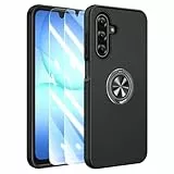 Doeshine für Samsung Galaxy A17/A26 (5G/4G) Hülle mit 2 Stück Displayschutzfolie & 360° Metall Rotate Ring Ständer, Robust Militär Handyhülle Outdoor Stoßfest Schutzhülle für Galaxy A17/A26 (Schwarz)