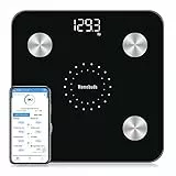 Homebud Personenwaage mit Körperfettanalyse, Hohe Präzision Zugesichert Durch Professionelle Waage Personen Fabrik seit 2001, App-Synchronisierung 13 Körperzusammensetzung, 182kg, LED, Schwarz