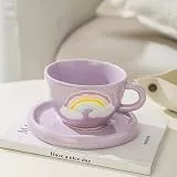 YIPOCH 300 ml koreanischen Stil Kawaii süße Keramik Tassen handgemachte Blumenmuster Frühstück Kaffee Milch Tasse mit Teller und Löffel