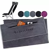 ZENACROSS - Fitness Handtuch Mikrofaser 120x50 - Schnelltrocknend, Reißverschlusstasche - Weiches Sporthandtuch fürs Fitnessstudio & Gym - Grau