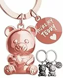ANKERPUNKT Teddybär Schlüsselanhänger Teddy Herz - Glücksbringer Teddy Geschenke beste Freundin, Freund - Partner Liebe Paare Jahrestag Geschenk - Gravur you´re my teddy rosegold