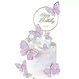 11 Stück Schmetterlinge kuchen deko,dreidimensional schmetterlinge deko torte Cupcake Topper tortendeko geburtstag mädchen geburtstagsfeier dekoration（Violett）