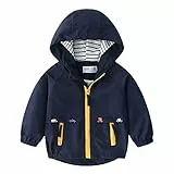 Volunboy Baby Kapuzen Jackets, Jungen Langarm Winddicht Mantel Cartoon Aufdruck Jacken(5-6 Jahre,Marineblau2,Größe 130)