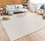 Paco Home Teppich Wohnzimmer Schlafzimmer Esszimmer Kurzflor Moderne Optik Einfarbig Pastell, Grösse:140x200 cm, Farbe:Creme