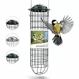Wildtier herz Meisenknödelhalter 31cm aus rostfreiem Metall Futterspender, Futterstation für Vögel zum Aufhängen, Meisenknödel Spender zur ganzjährigen Wildvögel Fütterung Grün