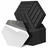 Fiqops 36er Hexagon Akustikpaneele Selbstklebend Akustikplatten Schwarz Hohe Dichte Schallabsorber Platzsparend für Wanddekoration und Schallschutz,Studio und Home Deko (30x26x0.9cm)