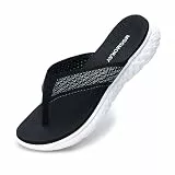 MGGMOKAY Damen flip-Flops Sommer Sportliche Sandalen Leicht mit Arch Support,Schwarz,41
