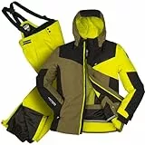 Killtec Jungen Skianzug Größe 140 wasserdicht 10.000 mm Wassersäule - Skijacke oliv, Skihose gelb