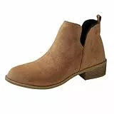 Winterstiefel für Damen, Retro-Stiefel, bequem, klobig, leicht, Wüstenschuhe, Kuhboystiefel, khaki, 39 EU
