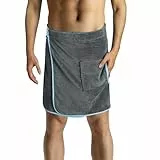HOMELEVEL Saunakilt für Damen mit Klettverschluss und Tasche aus 100% Baumwolle Sauna Kilt Sarong, Herren Anthrazit/Mint, S-XXL