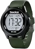 SOCICO Herren Digitaluhr Sport Wasserdicht Outdoor Großes Gesicht Militär Uhren mit Stoppuhr Hintergrund Beleuchtung Alarm Datum Anzeige (Grün)