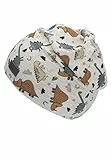 Sterntaler Beanie Dino - Lässige Baby Mütze aus Melange Jersey mit allover Druck - Jungen UV-Schutz 50+ Beanie Mütze - variabel tragbar - Baby und Kinder Übergangsmütze, silber, Größe 51