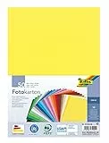 folia 614/50 09 - Fotokarton Mix, DIN A4, 300 g/m², 50 Blatt, sortiert in 10 Farben, zum Basteln und kreativen Gestalten von Karten, Fensterbildern und für Scrapbooking, bunt
