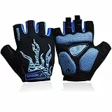Nesirooh Fahrradhandschuhe Herren Damen Sommer, Radsporthandschuhe Halbfinger für Mountainbike Rennrad Wandern Bergsteigen (blau, L)