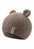 Sterntaler GOTS Strickmütze mit Ohren - Baby Erstlingsmütze aus Baumwolle (Bio) mit 3D Ohren - Unisex Babymütze - lichtbraun, Größe 37