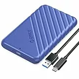 Festplattengehäuse 2,5 Zoll, ORICO 6Gbps USB C 3.1 Gen 1 Festplatten Gehäuse für 9.5mm 7mm 2.5 Zoll SATA SSD HDD, UASP Trim unterstützt, mit USB 3.1 Kabel, Werkzeugloses Externe SSD Gehäuse(Blau)