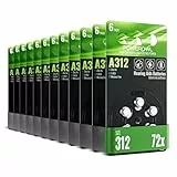 POWEROWL Hörgerätebatterien 312 72 Stück, Hörgerätebatterien Typ 312 P312 ZL3 PR41 Hörgeräte Batterien für Hörgerät, Hörverstärker, Hörhilfe (12x6)