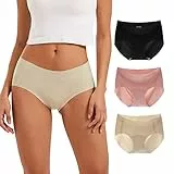 INNERSY Nahtlose Unterwäsche Damen Panty Seamless Slips Invisible Unterhosen Mikrofaser 3 Pack (L, Beige/Schwarz/Rosa)