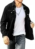 Meilicloth Cord Hemd Herren Hemdjacke Hemden Langarm Button Placke Langarm Regular Fit Casual Schwarz S
