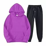 Auifor Trainingsanzug Herren,Einfarbig Jogging Anzug Set Hoodie Sporthose Jogginganzug Freizeitanzug Unisex Casual Hoodie Hose,Motorrad Hoodie Protektoren Sweatjacke Damen Kapuze Hoodie（G-Lila,Klein