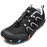 Littleplum Wanderschuhe Kinder Trekkingschuhe Barfußschuhe Atmungsaktiv rutschfest Outdoorschuhe Traillaufschuhe(Schwarz Grau,35EU)