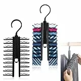 2 Stück Krawattenhalter, Verstellbarer Krawattenbügel mit Rutschfestem Clip Krawatten Aufbewahrung 360° Drehbar Tie Belt Rack Organizer für Krawatten Gürtel Schals Seidenschals