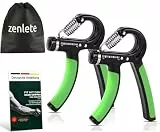 zenlete Profi Fitness Handtrainer, 2-er Set Fingerhantel einstellbar von 5-60 kg, Fingertrainer Unterarm-Trainer Trainingsgerät mit starker Feder für mehr Griffkraft + E-Book mit Übungen