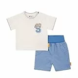 Steiff Set Shorts mit T-Shirt Kurzarm EU Größe 86 Eggnog, Sommerhose kombiniert mit einem Kurzarm Shirt für jeden Anlass, lockere Bequeme Passform