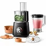 Philips Viva Collection Kompakte Küchenmaschine - Kompakt, 800W Motor, 29 Funktionen, PowerChop, 2-in-1 Scheibe, Zitruspresse, Einfacher Zusammenbau, 1,5L Schüssel (HR751010)