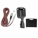 Dynamisches Mikrofon, Handheld -Mikrofon für Gesang mit Cardioid -Pick -up -Muster, Retro -Cardioid -Abholungswinkel -einstellbares Mikrofon für die KTV der Bühnenleistung (Gunmetal Grey)