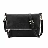 Gladdon Umhängetasche Damen Klein Handtasche,Crossbody Tasche Schultertasche Elegant Clutch Messenger PU-Leder Taschen Für Täglich Arbeit Einkaufen(Schwarz)