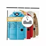 FiRiO Hängende Vakuumbeutel für Kleidung (mit Haken) I 3 STÜCK I Größe XL: 100x70cm I Große Vakuumierbeutel für Jacke, Mantel & Co I Hanging Vacuum Bags for Clothing I Vakuumbeutel zum Aufhängen