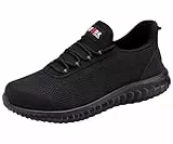 LARNMERN Arbeitsschuhe Sicherheitsschuhe Herren Leicht Slip On Stahlkappenschuhe Sneaker 51666 (43 Herren,Schwarz)