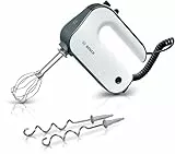 Bosch Handrührer Styline MFQ49300, 5 Stufen, 2 Edelstahl Rührbesen- und Knethaken, Spiralkabel, 850 W, weiß/dark silver
