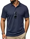 TACVASEN Herren Polohemd Schnelltrocknend Poloshirts Kurzarm Golf T Shirts Casual Sommer Polo Hemd (Dunkelblau, L)