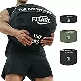 Fitarc Sandsack Workout-Tasche, Sandsäcke für Kraftsport, Sandsack für Fitness und Krafttraining, Cross-Training & Bewegung, Workouts-Ausrüstung Sand Nicht enthalten (Schwarz 150 lbs)