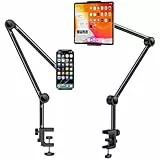 OMOTON Tablet Halterung Bett, 360° Drehbarer Tablet Ständer, Verstellbarer Tablet Halterung Tisch, Handy Ständer mit Solide Metallarm für alle iPhone/iPad/iPad Pro/Tablets unter 11 Zoll