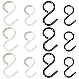 TRKETK 12 Stück Kunststoff-S-Haken Flexibler Hals für Einfaches Drehen und Verriegeln Wiederverwendbar S-Haken Sicher Gegen Rost zum Aufhängen von Kleidung Kochgeschirr Geschirr
