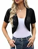 Totatuit Damen Baumwolle Bolero Festlich Elegant Shrug Top Kurze Strickjacke Cardigan Open Front Casual Bolerojacke Schulterjacke